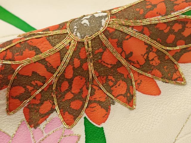 平和屋着物□訪問着 駒刺繍 草花文 暈し染め 金彩 正絹 逸品