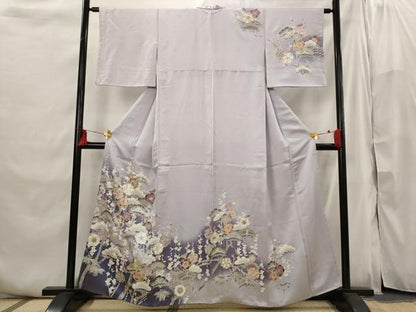 平和屋着物■訪問着　花松文　暈し染め　金銀彩　正絹　逸品　AABI6433st