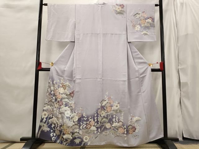 平和屋着物■訪問着　花松文　暈し染め　金銀彩　正絹　逸品　AABI6433st
