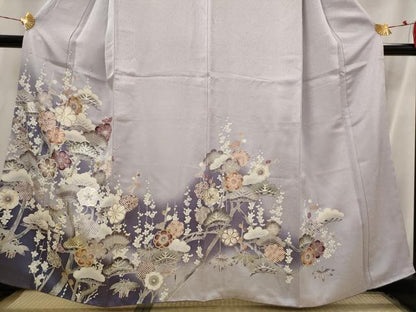 平和屋着物■訪問着　花松文　暈し染め　金銀彩　正絹　逸品　AABI6433st