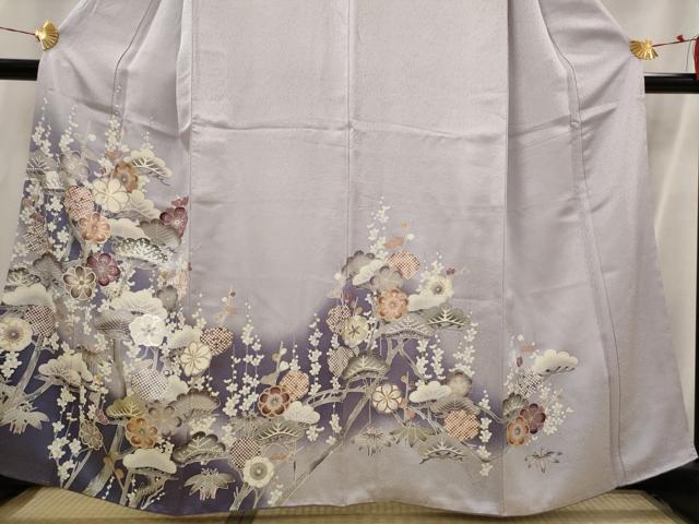 平和屋着物■訪問着　花松文　暈し染め　金銀彩　正絹　逸品　AABI6433st