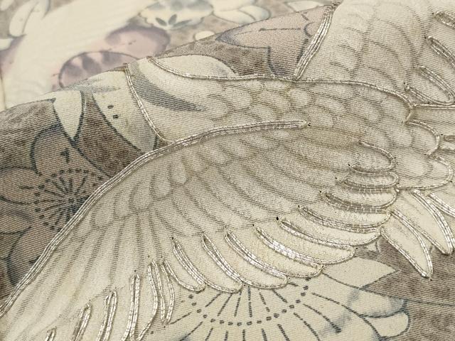 平和屋着物■豪華黒留袖　駒刺繍　飛鶴花文　正絹　逸品　AABI6435st