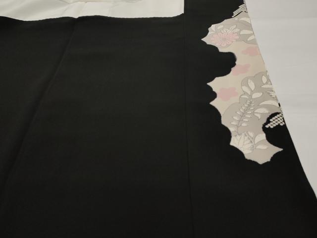 平和屋着物■豪華黒留袖　駒刺繍　飛鶴花文　正絹　逸品　AABI6435st