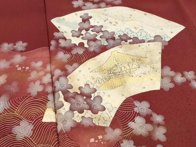 平和屋着物●訪問着　作家物　地紙花文　暈し染め　金彩　正絹　逸品　AABF2851ck 平和屋着物○訪問着 舞花文 暈し染め 金彩 正絹 逸品 AABE5218cs