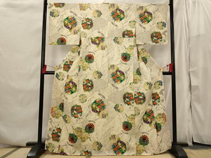 平和屋着物■上質な小紋 花丸文 正絹 逸品 AABI6441st