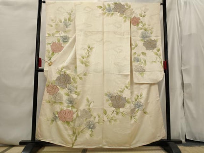 平和屋着物■豪華振袖 駒刺繍 絞り 草花文 金銀彩 正絹 逸品 AABI6445st
