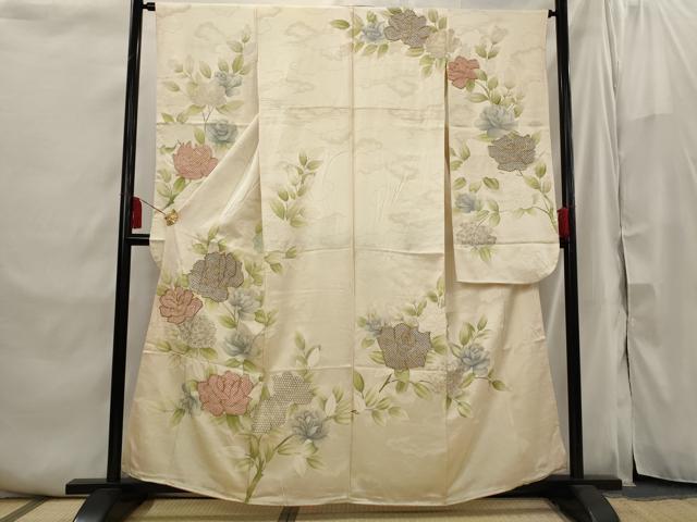 平和屋着物■豪華振袖 駒刺繍 絞り 草花文 金銀彩 正絹 逸品 AABI6445st