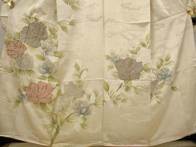 平和屋着物■豪華振袖 駒刺繍 絞り 草花文 金銀彩 正絹 逸品 AABI6445st