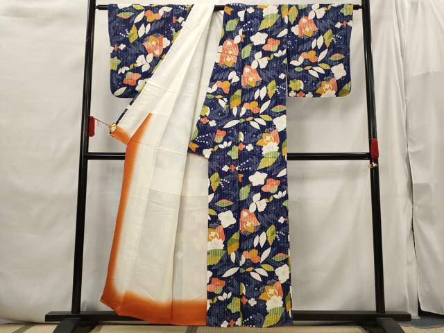 平和屋着物□上質な小紋 絞り 草花文 正絹 逸品 AABI6449st