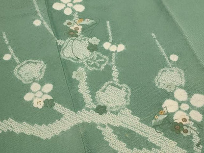 平和屋着物■訪問着 絞り 刺繍 枝梅文 金糸 正絹 逸品 AABI6452st