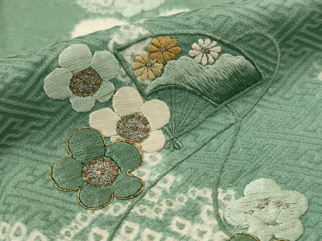 平和屋着物■訪問着 絞り 刺繍 枝梅文 金糸 正絹 逸品 AABI6452st