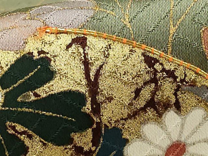 平和屋着物■訪問着　駒刺繍　地紙花文　暈し染め　金彩　正絹　逸品　AABI6456st