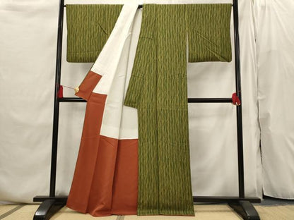 平和屋着物■上質な小紋　よろけ縞　正絹　逸品　AABI6457st