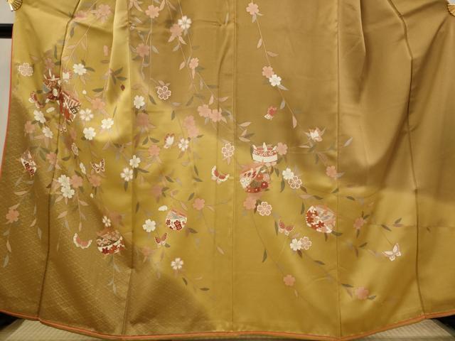 平和屋着物■訪問着　糸巻花蝶文　暈し染め　金彩　やまと誂製　正絹　逸品　AABI6460st