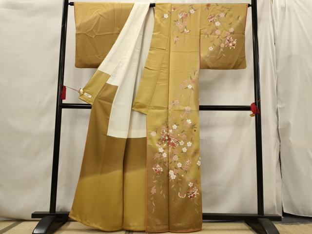 平和屋着物■訪問着　糸巻花蝶文　暈し染め　金彩　やまと誂製　正絹　逸品　AABI6460st