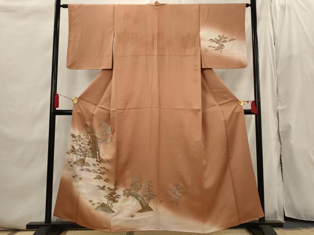 平和屋着物■訪問着　松竹梅御所車文　暈し染め　金彩　正絹　逸品　AABI6461st