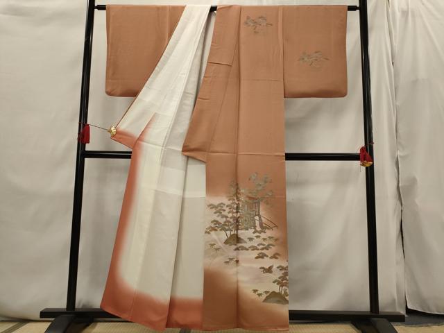 平和屋着物■訪問着　松竹梅御所車文　暈し染め　金彩　正絹　逸品　AABI6461st
