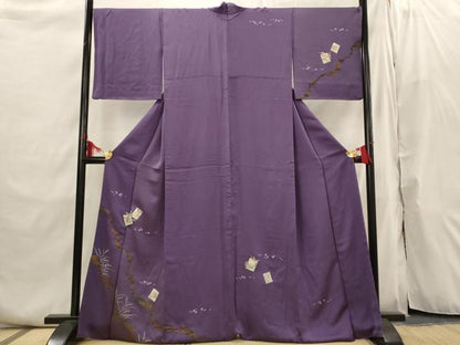 平和屋着物■訪問着　色紙草花文　金彩　正絹　逸品　AABI6464st