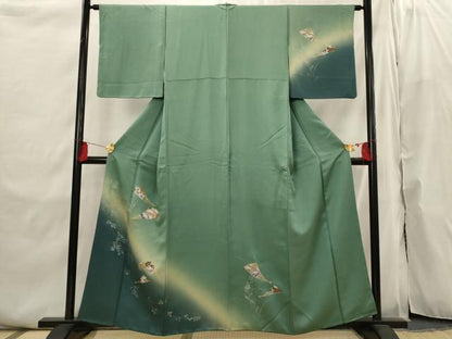 平和屋着物■訪問着　扇面花文　暈し染め　金彩　正絹　逸品　AABI6467st