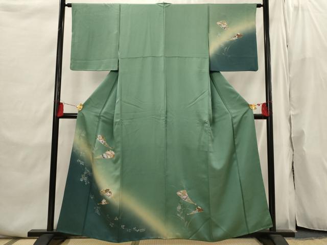 平和屋着物■訪問着　扇面花文　暈し染め　金彩　正絹　逸品　AABI6467st