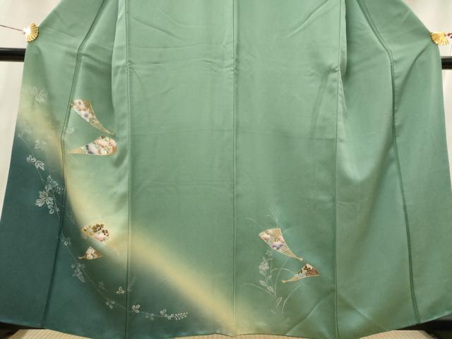 平和屋着物■訪問着　扇面花文　暈し染め　金彩　正絹　逸品　AABI6467st
