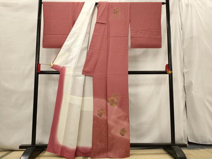 平和屋着物■訪問着　中国三大刺繍　汕頭刺繍　スワトウ刺繍　舞花文　暈し染め　金彩　正絹　逸品　AABI6470st