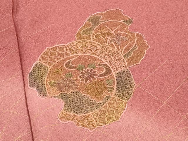 平和屋着物■訪問着　中国三大刺繍　汕頭刺繍　スワトウ刺繍　舞花文　暈し染め　金彩　正絹　逸品　AABI6470st