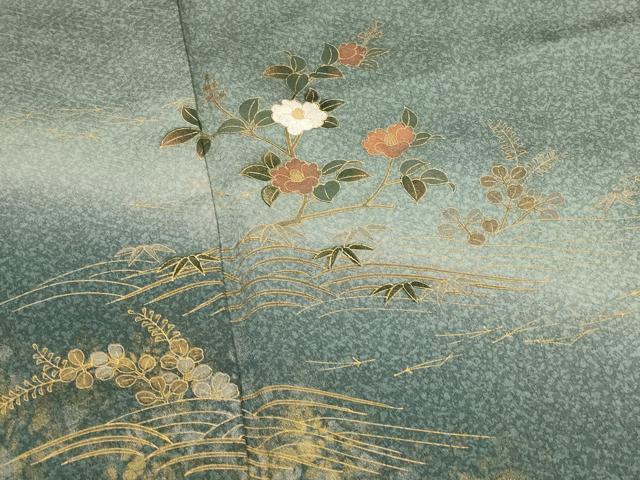 平和屋着物■訪問着　流水花文　暈し染め　金彩　正絹　逸品　AABI6476st