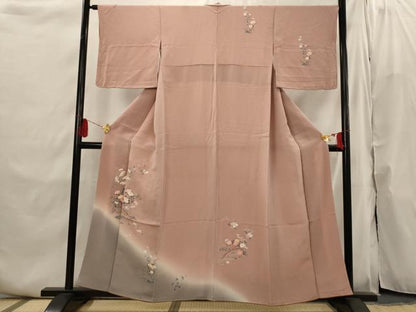 平和屋着物■訪問着　草花文　暈し染め　鬼しぼ縮緬　正絹　逸品　AABI6477st