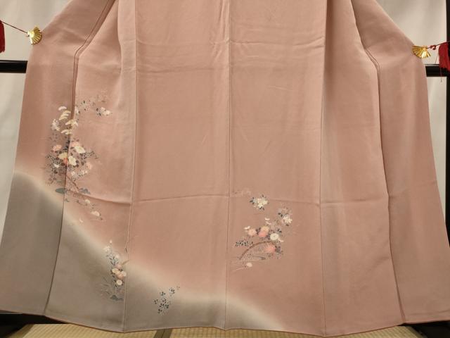 平和屋着物■訪問着　草花文　暈し染め　鬼しぼ縮緬　正絹　逸品　AABI6477st