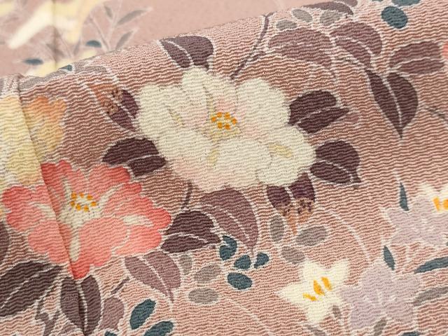 平和屋着物■訪問着　草花文　暈し染め　鬼しぼ縮緬　正絹　逸品　AABI6477st