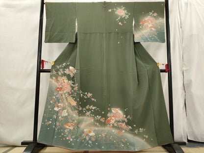 平和屋着物■訪問着 扇花文 暈し染め 金彩 正絹 逸品 AABI6478st