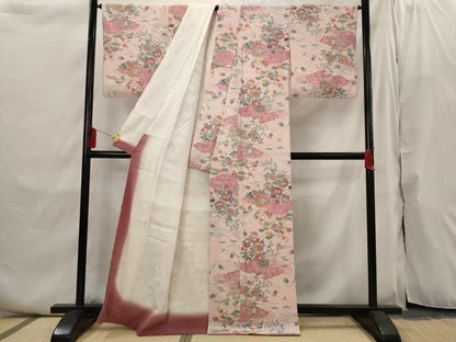 平和屋着物■上質な小紋　雲取り花文　銀彩　正絹　逸品　AABI6480st