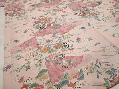 平和屋着物■上質な小紋　雲取り花文　銀彩　正絹　逸品　AABI6480st