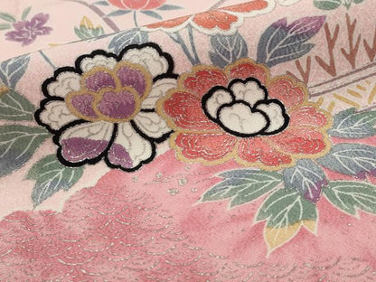 平和屋着物■上質な小紋　雲取り花文　銀彩　正絹　逸品　AABI6480st