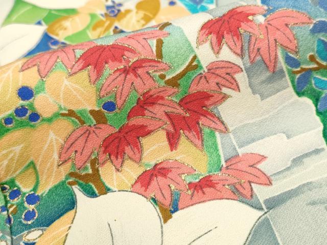 平和屋着物■豪華振袖　枝葉文　金彩　正絹　逸品　AABI6482st
