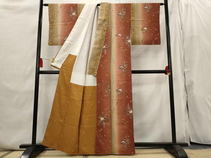 平和屋着物■上質な小紋　楽器花松文　暈し染め　正絹　逸品　AABI6484st