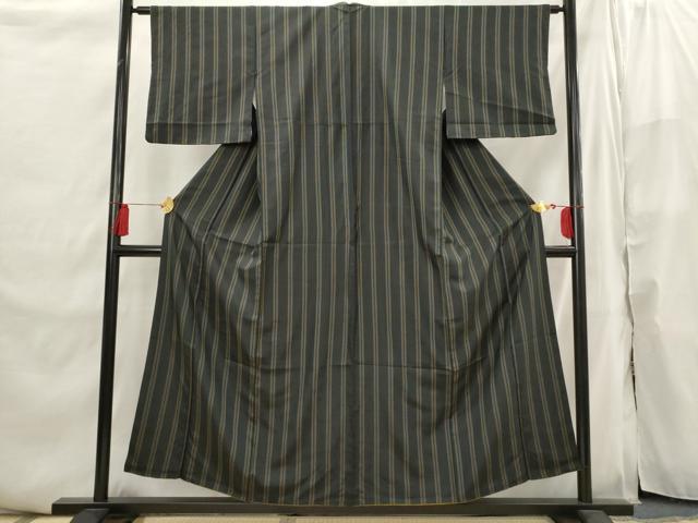 平和屋着物■上質な紬　縞　正絹　逸品　AABI6487st