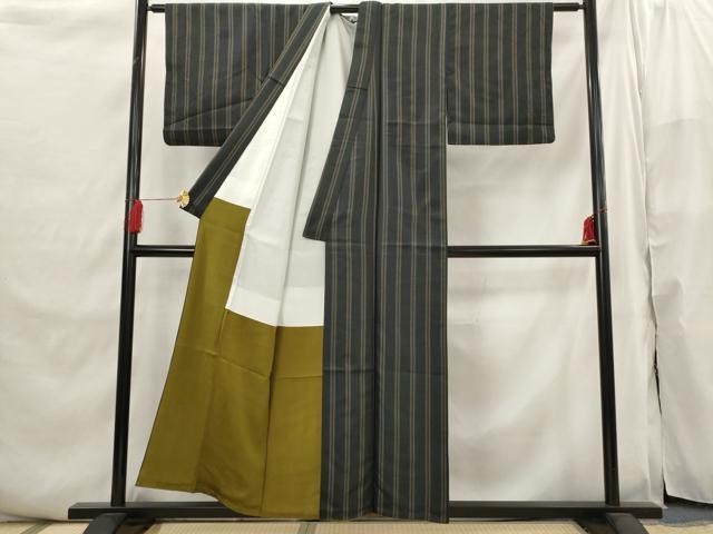 平和屋着物■上質な紬　縞　正絹　逸品　AABI6487st