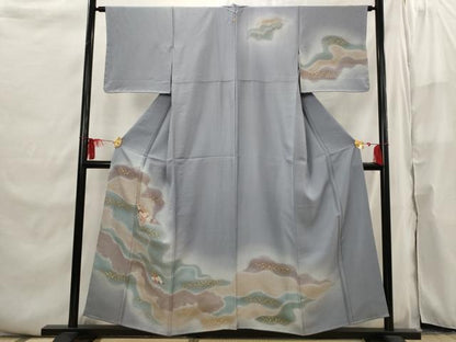 平和屋着物■中国三大刺繍　相良刺繍　訪問着　流水花文　暈し染め　金糸　金彩　正絹　逸品　未使用　AABI6490st