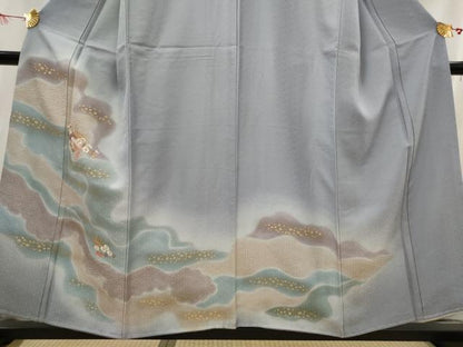 平和屋着物■中国三大刺繍　相良刺繍　訪問着　流水花文　暈し染め　金糸　金彩　正絹　逸品　未使用　AABI6490st