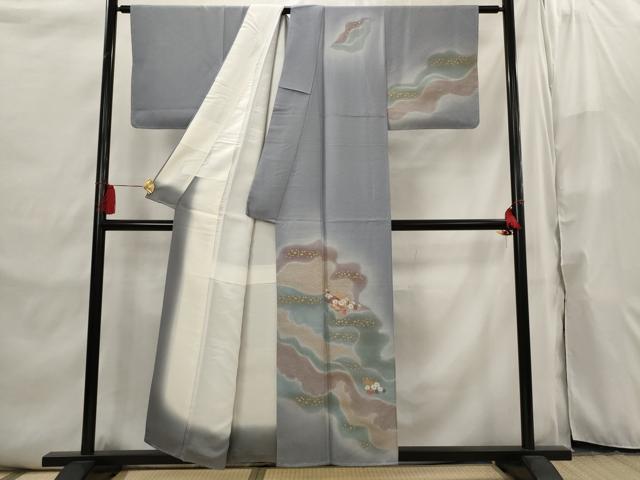 平和屋着物■中国三大刺繍　相良刺繍　訪問着　流水花文　暈し染め　金糸　金彩　正絹　逸品　未使用　AABI6490st