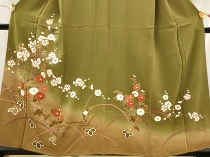 平和屋着物■訪問着 草花文 暈し染め 金彩 正絹 逸品 AABI6491st