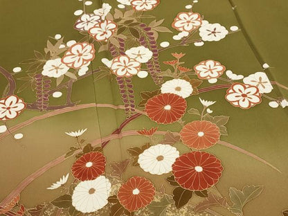平和屋着物■訪問着 草花文 暈し染め 金彩 正絹 逸品 AABI6491st
