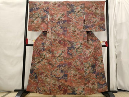 平和屋着物■上質な小紋　貝桶花文　暈し染め　金彩　正絹　逸品　AABI6493st