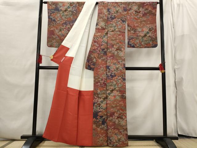 平和屋着物□上質な小紋 貝桶花文 暈し染め 金彩 正絹