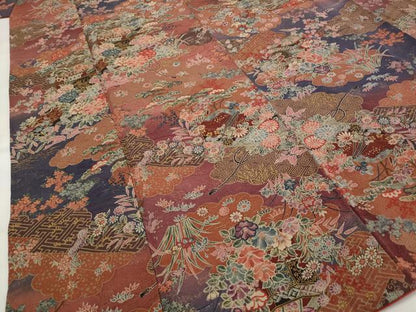平和屋着物■上質な小紋　貝桶花文　暈し染め　金彩　正絹　逸品　AABI6493st