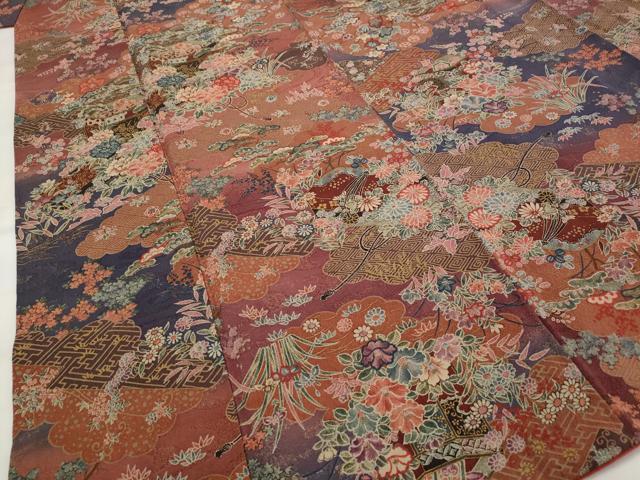 平和屋着物■上質な小紋　貝桶花文　暈し染め　金彩　正絹　逸品　AABI6493st