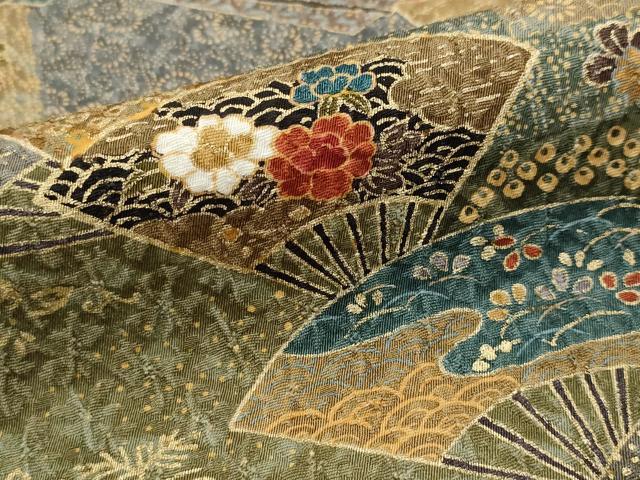 平和屋着物■上質な小紋　扇面花文　金彩　正絹　逸品　AABI6494st