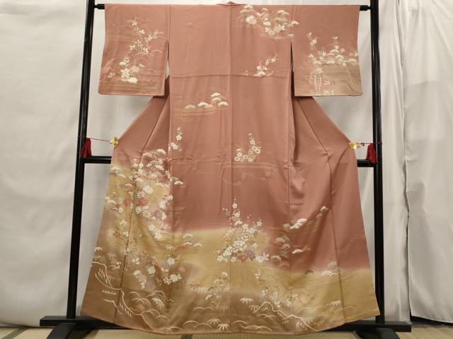 平和屋着物■訪問着　松竹梅　暈し染め　金彩　正絹　逸品　AABI6495st